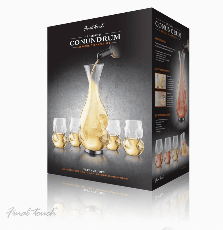 Final Touch L’Grand Conundrum vinkaraffel med 4 glass