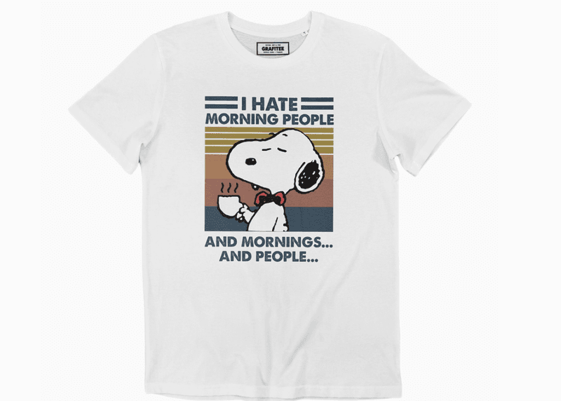Snoopy I Hate Morning People  Hvit